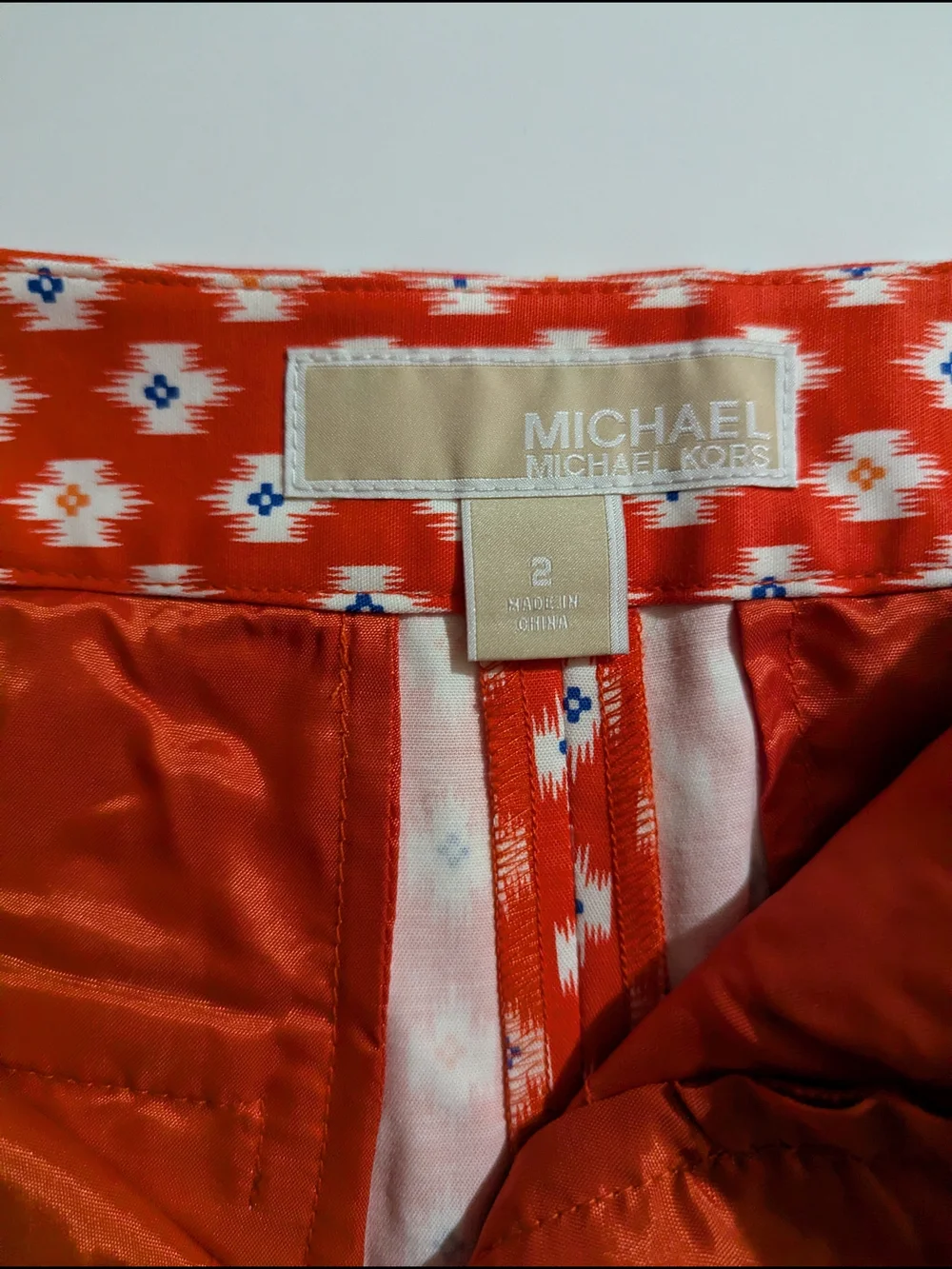 Michael Kors Orange Ikat Print Bermuda Shorts